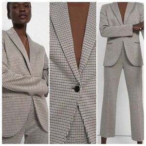 Theory Houndstooth Eco Knit Multicolor Two-Piece Feminine Earthtone PowerSuit